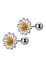 delightful silver daisy stud baby earrings